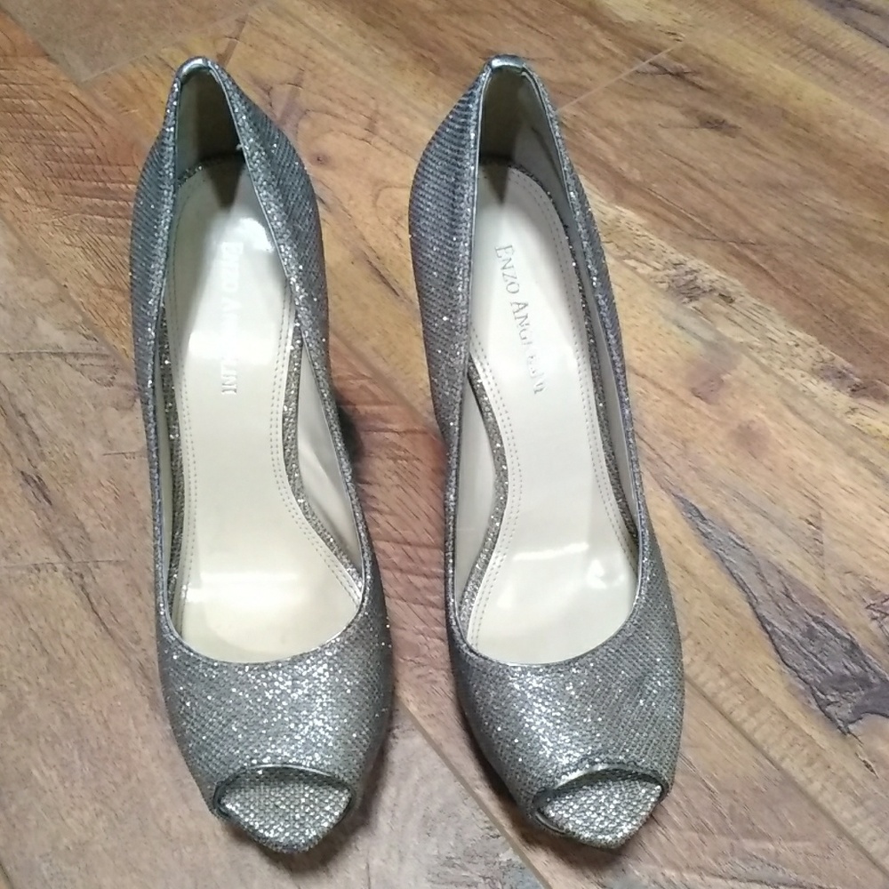 Open toe sparkly high heels
